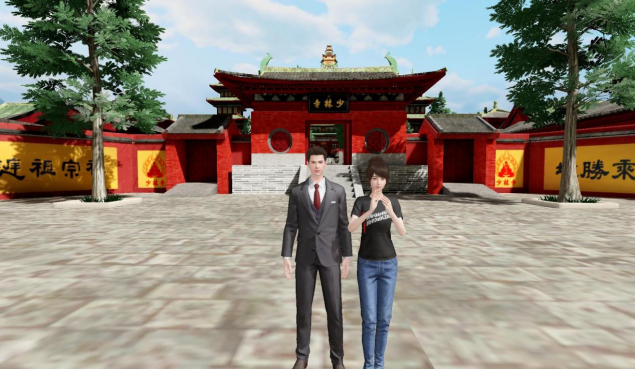 网友在元宇宙创造者大赛虚拟场景作品“少林寺”中游玩